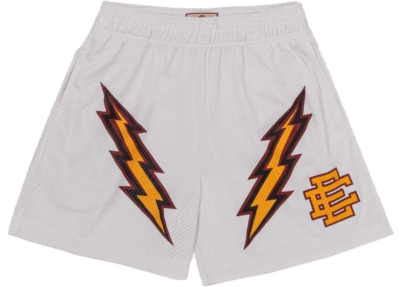 White lightning bolt shorts