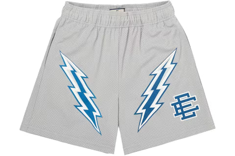Grey lightning bolt shorts